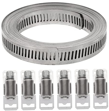 IWOWHERO Stainless Hose Clamp Tube Clamp Bracket Ratchet for Air Clip Fasteners Pipe Strap Circular Industrial Automotive Use Corrosion Resistant