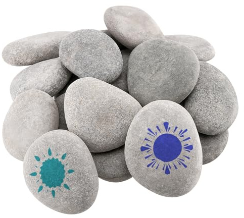 JEUIHAU 30 rocce piatte di fiume, 5-8 cm, ciottoli da spiaggia per dipingere pietre naturali lisce per pittura artistica e artigianale, decorazione da giardino