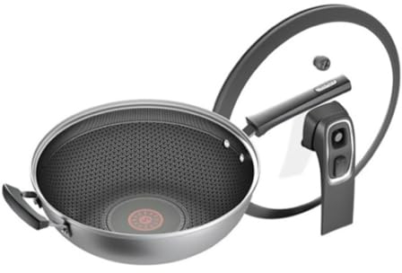 JingYi Store Edelstahl-Wok Mikrodruck-Wok Antihaftbeschichtete Haushaltspfanne Bratpfanne Haushalts-Wok (Color : Black, Size : 32cm)