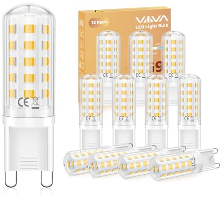 G9 Bulbs Warm White Energy Saving for Home Lighting Decor (5W 12 Pcs) | No Flicker, Save 90% Energy CRI>80, 360° Beam Angle, Non-Dimmable, G9 Light Bulbs for Home Lighting, Crystal Chandelier