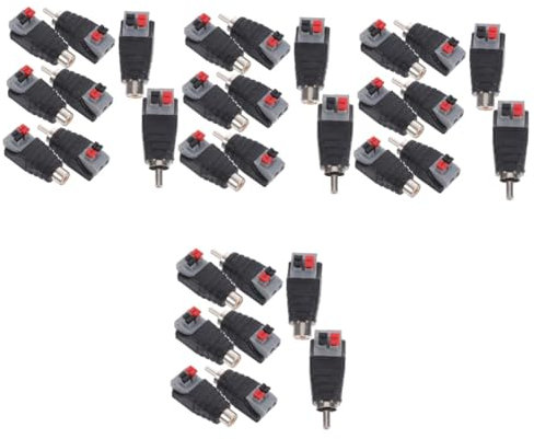 Mikikit 32 Stück Audio Adapterstecker Av Stecker Clip Typ Press Typ Federklemme 8 Stück Audio/Video Stecker Lautsprecherkabel Auf Cinch Adapter Lautsprecher Audio Stecker