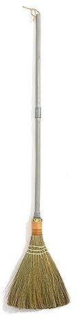 BMart Home Vietnamese Straw Soft Broom - Small Whisk Broom with Grey Handle - Natural Sweeping Broom for Indoor, Outdoor Use - 9.84 Width x 42.91 Length