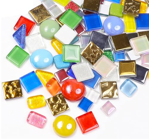 Pietre Per Mosaico, 1000g Pietre Per Mosaico In Vetro Colorato Misto Pietre Per Mosaico In Vetro Mix Artigianale Piastrelle In Vetro Decorazione Per Mosaico Set Per DIY Foto Creazione Di Gioielli