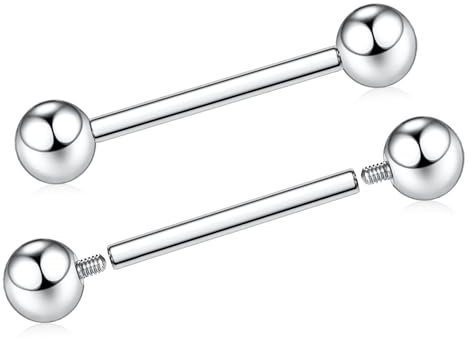 AROWRO G23 Barras de Pezón de Titanio Joyería de Piercing de Pezón Barras de Lengua Barra de Lengua con Rosca Interna Piercing de Lengua Piercing de Puente Joyería, Titanio