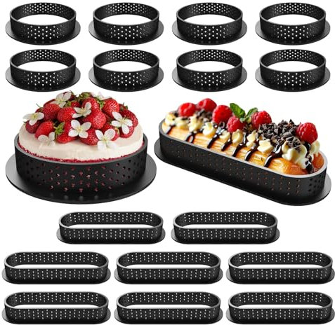 16 Piezas Moldes Para Tartas Perforado, Anillos De Postre, Moldes De Tarta De Huevo, Moldes Antiadherentes Para Hornear Para Mousse Diy, Postres, Tartas