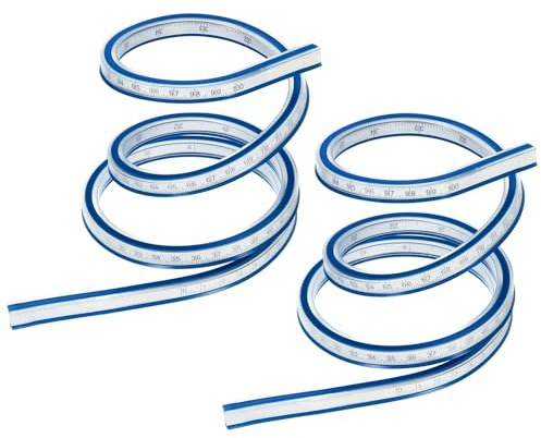 QUARKZMAN 2 Stück 40 Zoll 100cm Flexible Kurvenlineal Blau | kann zum Zeichnen Nähen und Ingenieurwesen gebogen werden