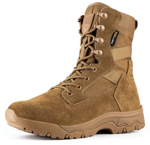 FREE SOLDIER Botas Tácticas para Hombre 8 Pulgadas Botas de Combate Ligeras Botas de Trabajo Militares de Cuero de Ante Duraderas Botas para el Desierto