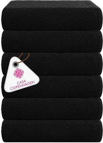Casa Copenhagen Popcorn Textured 6 teiliges Klein Badetücher Set - Schwarz, 550 g/m², 6 teiliges Klein Badetücher, Baumwolle Handtüchern Rau und zäh Einsatz, Geschenkset für Badezimmer