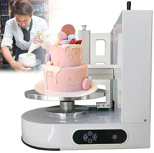 Birthday Cake Cream Smooth Coating Decoration Machine Automatic Cake Butter Cream Spreading Machine Round Cake Cream Spreading Coating Filling Machine Cake Bread Cream Jam Spreader Tools,Pink，White