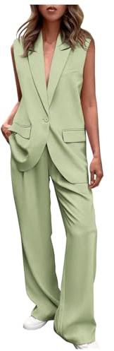 Veste Femme Tailleur Costume Chic 3 Pieces Blazer Grande Taille Combinaison Pour Soirée Tailleurs-Jupes Mariage Ensemble Tunique Pantalon Tailleurs Et Haut Fluide Sport Vetement Elegant,Vert #2,XL