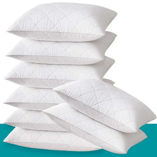 Lot de 8 housses de coussin matelassées et zippées - 48 x 74 cm - Lavables en machine, douces et respirantes, en microfibre hypoallergénique