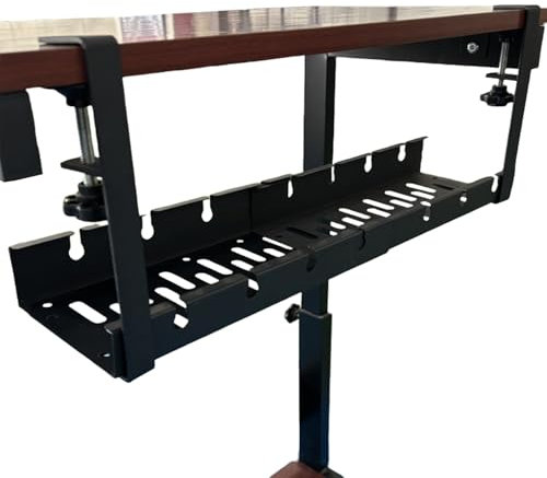 Under Desk Wire Management | Cable Tray Organizers,Metal No Drill Rack with Clamp Mount, Power Strip Holder for Corporate Workstation