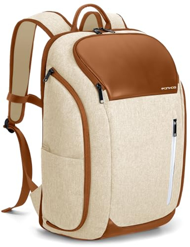 Ponhog Laptop Backpack Women - 30L Large Capacity Anti-Theft Lightweight Business Rucksack with Multiple Pockets, Fits 17.3 Inch Laptop, Beige