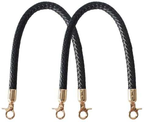 Correas de Bolso de Recambio con Asa Trenzada,2 Piezas Correa de Asas de Cuero PU Asas,Asas para Bolsos,Universal,con Metal Ganchos Giratorios,Bolso de Bricolaje Accesorios,Negro(40cm)