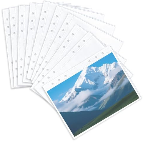 30pcs A5 Ring Binder Refills,Clear Plastic Photo Sleeves,6 Hole A5 Binder Pockets for Home Office School Filing Organising