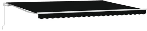 vidaXL Einziehbare Markise Schwarz 500 x 300 cm Polyester und Metall, Verstellbarer Sonnenschutz, Outdoor Überdachung, Flexibles Dach, Garten-Schattenspender, reißfester UV-Schutz