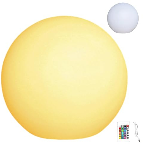 Hintyne Sfera Luminosa a LED da 8 Ricaricabile 16 Colori 4 modalità Telecomando PE con Spina Impermeabile e Fori per Viti luminosità Regolabile Lampada a Sfera