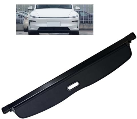 YJTYC Auto Einziehbarer Laderaumabdeckung Kofferraum für Tesla Model Y 2025, Auto Einziehbare Hintere Kofferraum Hutablage Ausziehbar,Leather Material