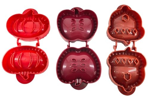Christmas One-Press Hand Pie Maker, 3 Pack Mini Dough Press Moulds for Baking, Pocket Pie Press Cookie Cutters, Festive Pastry Molds for Holiday Party (B)