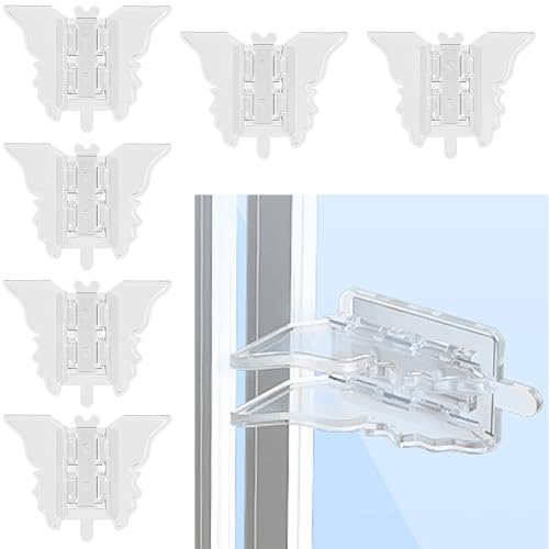 Smaoqingji Serrature Porte Scorrevoli per Bambini - set da 6 Pezzi, Colore Trasparente, Blocco di Sicurezza Della Finestra, Adatto per Diverse Porte Scorrevoli, Portefinestre, Finestre, Armadi, ecc