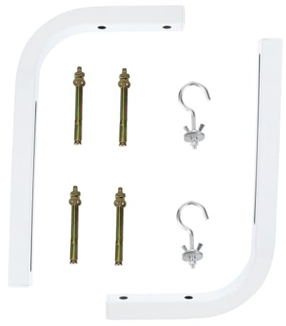 MERRYHAPY 2 pezzi Supporto Schermo Proiettore in Ferro Staffa con Ganci per Montaggio Parete Compatibile con Schermi Manuali e Verniciato Bianco Montaggio Facile su Muro e Cartongesso