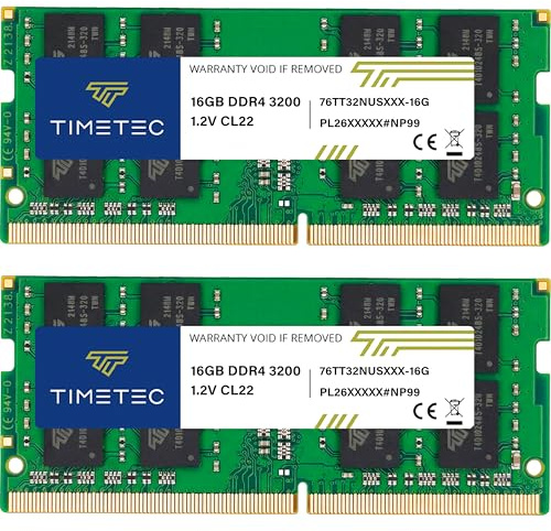 Timetec Premium 32 GB kit (2 x 16 GB) DDR4 3200 MHz (eller 2 933 MHz eller 2 666 MHz) PC4-25600 icke-ECC obuffrad 1,2 V CL22 2Rx8 Dual Rank 260 Pin SODIMM bärbar dator Notebook PC minne