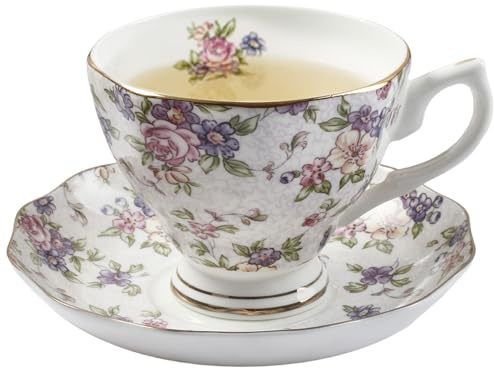 Set da tè in bone china Elegante tazza floreale e piattino da tavola per la casa