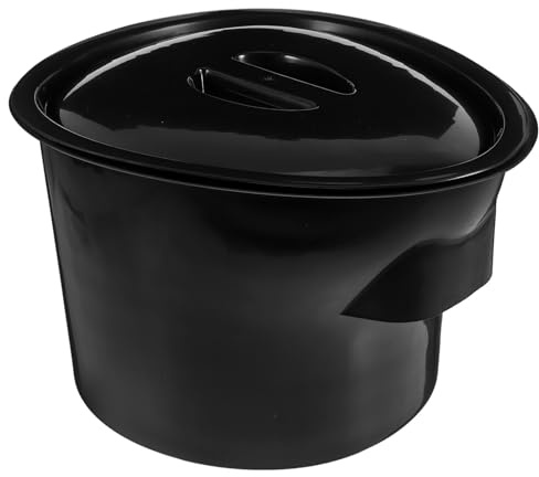 Yardwe Seau de Toilette de Chevet Noir avec Couvercle Anti-Odeurs Pot de Chambre en Plastique pour Personnes Âgées et Garçon et Filles Urinoir Portable Hygiénique Adapté aux Soins à
