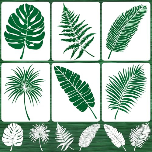 Malschablonen Set-6 Stück 40 cm × 30 cm Blatt Blätter Malerei Schablone, mit Blatt Designs DIY Zeichnung Malschablonen, Wiederverwendbare Kunststoff Vorlagen für Wände Möbel Leinwand Stoffpolsterung