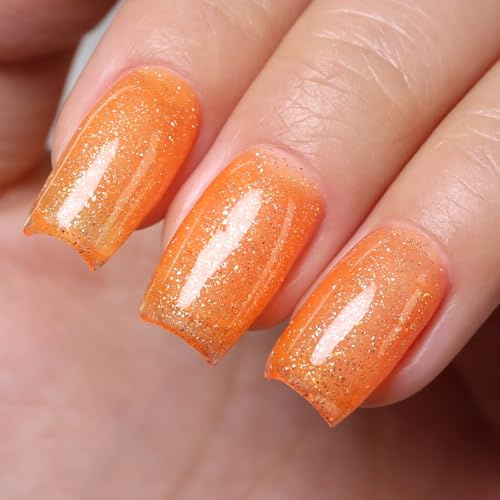 Firedeep Smalto gel glitterato da 10 ml, arancione fluo, UV/LED, lavabile, per l'estate, il salone fai da te, per la casa, regalo per donne