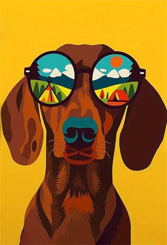 Generisch Diamond Painting Erwachsene Adult Hund,DIY Diamant Painting Dackel,Daiments Painting Erwachsene Tiere Für Home Wand Decor,Frauen Geschenk (dog)