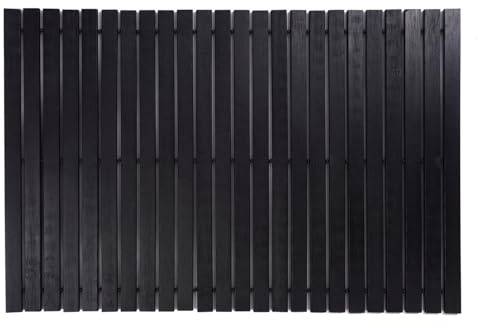 Sanixa U1802376 Duscheinlage Bambus Schwarz 40 x 60 cm Duschmatte Holz Duschwannenmatte rutschfest Antirutschmatte Dusche Badezimmer