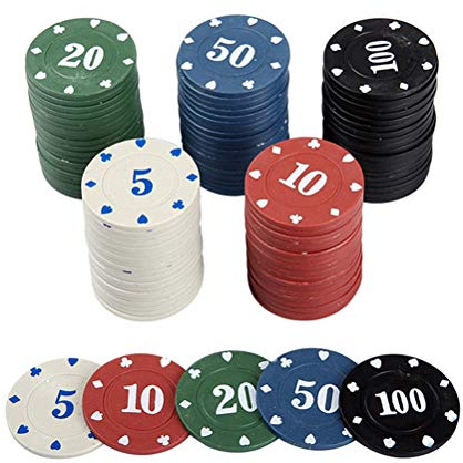 POPETPOP Fiches da Poker Sicure 100 Pezzi in Plastica Riutilizzabili per Giochi da Tavolo e Premi per Studenti in Scuola e Feste