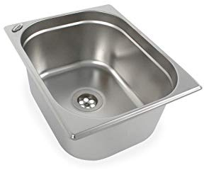 Edelstahl Spülbecken Camping Spüle Waschbecken Imbisswagen Marktstand + Ablauf 1 1/2 325x265x150mm (ad-ideen)