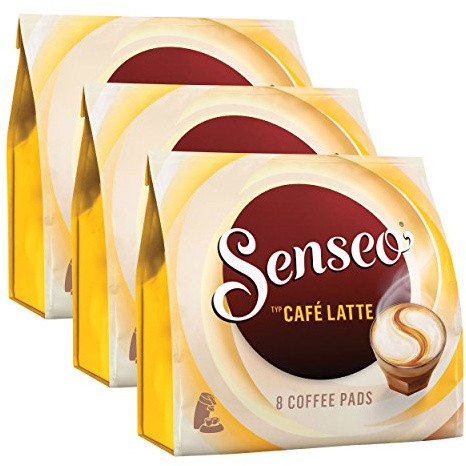 Dosettes senseo café aromatiques, caffè latte avec texture qui exhale goût, café au lait, 3 x 8 dosettes