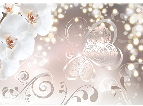 Runa Art Papel tapiz fotográfico flores de orquídeas 352 x 250 cm Lana Fondo De Pantalla XXL Moderna Decoración De Pared Sala Cuarto Oficina Salón beige 9076011a