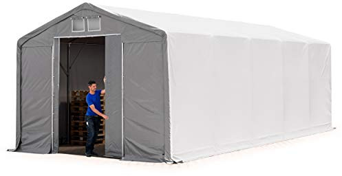 TOOLPORT Lagerzelt Zelthalle 5x10 m mit Schiebetor - robuste PRIMEtex PVC Plane 2300 N - Wasserdicht 3m Seitenhöhe