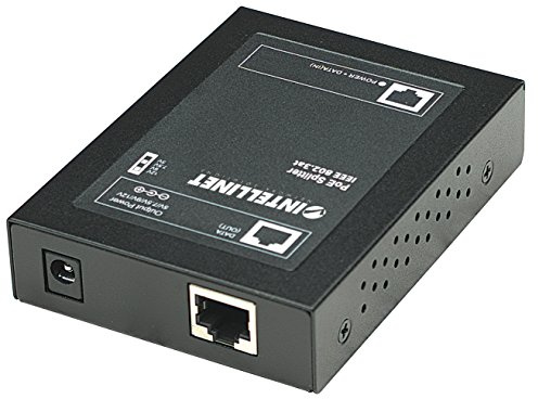 INTELLINET 1-Port Power over Ethernet - PoE+ Splitter mit wählbarer Ausgangsleistung (5/7.5/9/12V DC), LED-Anzeige, lüfterfrei & leise - Schwarz
