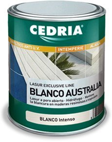 Barniz al agua blanco Australia Exterior de la marca Cedria - Lasur blanco intenso - 750 ml -