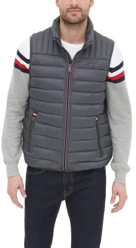 Tommy Hilfiger Men's Ultra Loft Quilted Puffer Vest, charcoal, Large