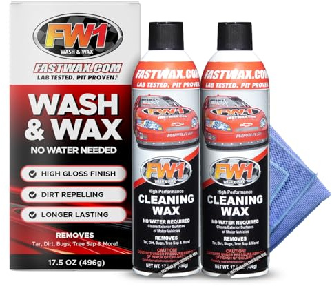 FW1 2 Pack, A High Performance Car Wax Polish | Easy To Use Scratch-Free Waterless Car Wash Spray & Detail Cleaning Polish (17.5oz) | Spray Wax for Cars, Trucks, Motorcycles, RVs and boats.
