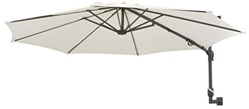 Tidyard Wall-Mounted Parasol with Metal Pole Garden Umbrella Sand 300 x 131 cm (Diameter x H)