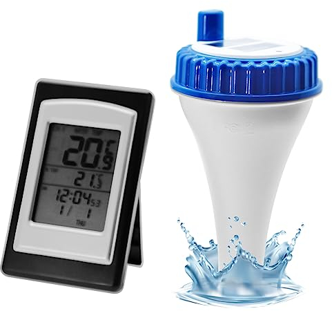 AMTAST Wireless Schwimmbadthermometer Wassertemperatur Schwimmbadthermometer mit Solarenergie für Schwimmbäder Spas Whirlpools Teiche Aquarium Fischteiche