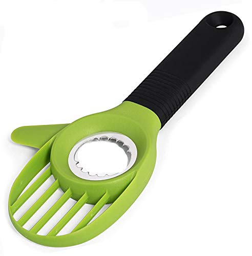 HNXAZG 3 en 1 cortador de aguacate, aguacate pelador aguacate con hoja de acero inoxidable y mango de silicona