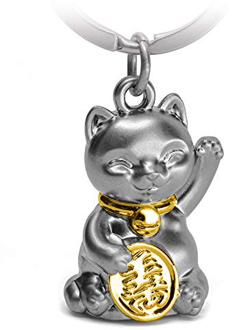 FABACH Glückskatze Winkekatze Schlüsselanhänger Maneki Neko - Süßer Katze Glücksbringer - Katze Anhänger Metall - Schlüsselanhänger Katze Geschenk
