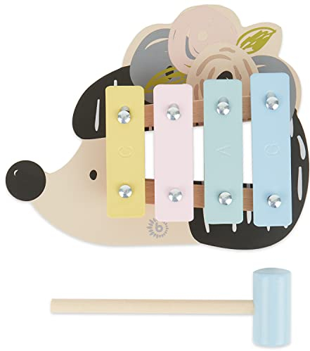 Bieco Igel Baby Pastell Xylophon klein - Musikinstrumente für Kinder ab 1 Jahr - musikalische Früherziehung - Musikinstrumente Baby 1 Jahr Xylophon Kinder 1 Jahr Holz Instrumente Baby Xylophon 1 Jahr