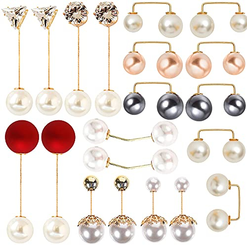 Künstliche PerlenBrosche，20 Pcs Pullover Schal Clip Damen Shirt Brosche Sicherheit Brosche Doppel Faux Perle Brosche Pins für Kleidung Dekoration