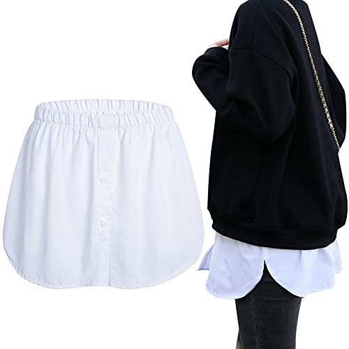 LoudSung Sottogonna regolabile per camicia a mezza lunghezza, per donne e ragazze, Bianco-pure03, 16