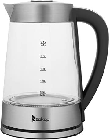 DUMAOR Electric Kettle,Glass Water Kettle,Illuminating Glass Kettle With Handle Blue LED Indicator Light, with Auto Shut-Off and Boil-Dry Protection 2.2 Litres 2000.00W,q