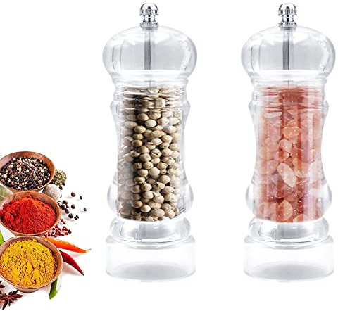 Molinillo de sal y pimienta, 2 Piezas Molinillo de Pimienta, Molinillo Pimienta, Molinillo de Sal y Pimienta conAjustable, para Cocina y Restaurante